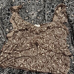 Brown Paisley Ruffle Tank Top